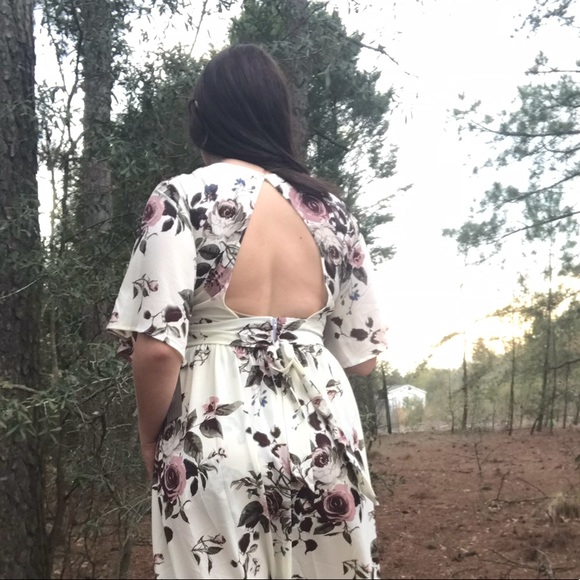 Sale! Floral Cape Jumper Maxi Dress with Short - Picture 2 of 5